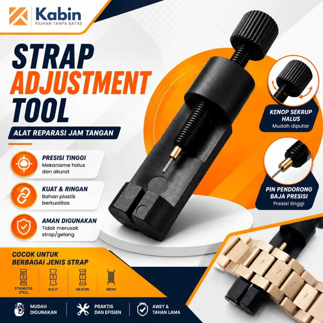 Alat Pemotong Tali Rantai Jam Tangan Alat Servis Jam Tangan Watch Chain Pin Adjuster Kit