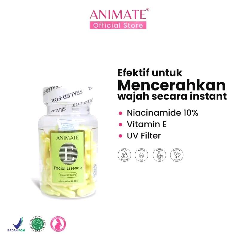 3 pcs ANIMATE SERUM WAJAH VITAMIN E [ ISI 60 KAPSUL]FACIAL ESSENCE Perawatan  Pencerah Muka dan Tubuh Hitam Mencerahkan Memutihkan 5