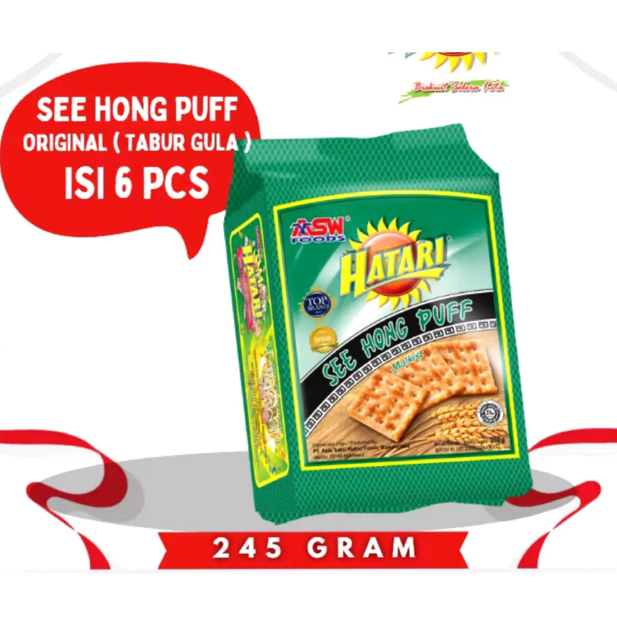 (6 PCS) HATARI See Hong Puff Biskuit Malkist 245gr PAKET HEMAT Camilan Crackers