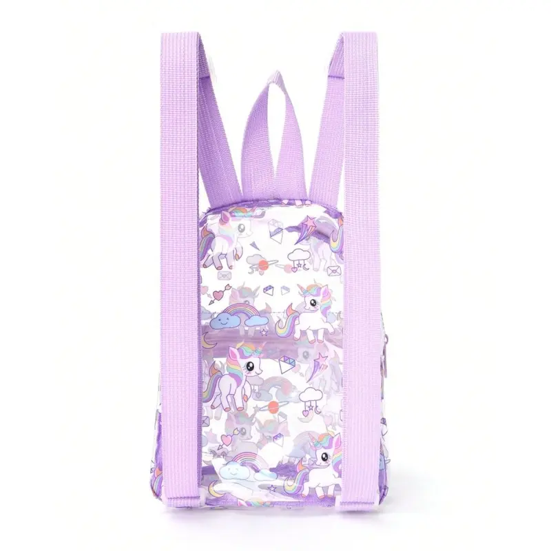 Tas Anak Perempuan Mika Unicorn Rainbow PVC Anti Air Backpack Fashion Ransel 4