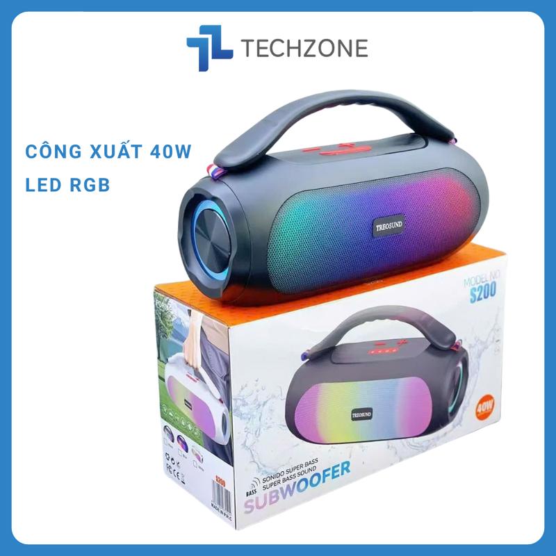   DOÃN CHÍ KIÊN  Loa Bluetooth Không Dây S200 Bass Mạnh Công Suất Cao 40W LED Nháy Theo Nhạc 