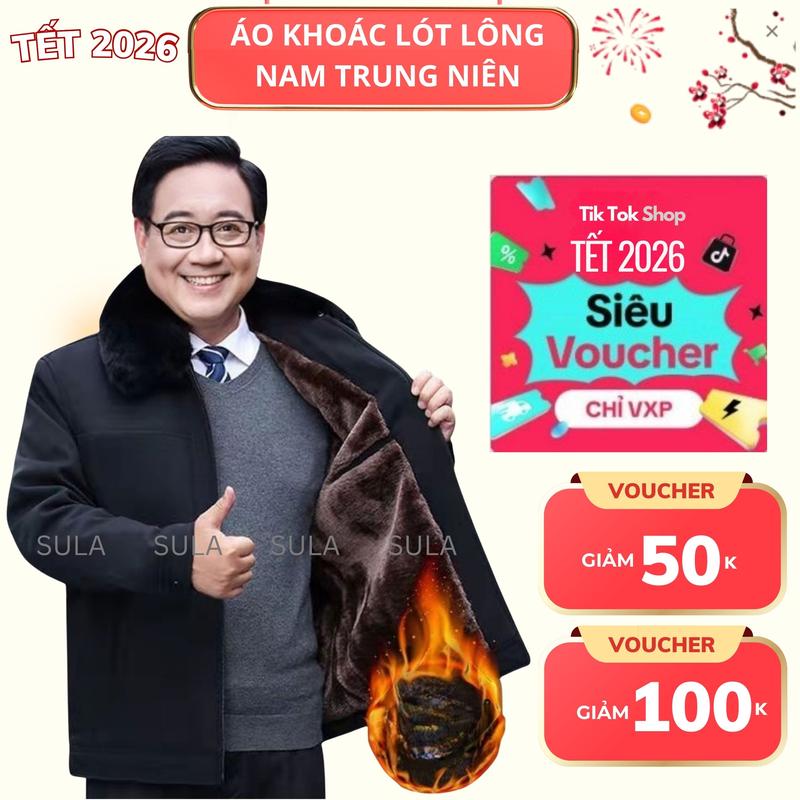  Áo khoác nam trung niên lót lông cho bố áo trung niên cho bố cho ông ấm áp sang trọng 