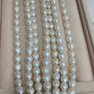 Mutiara air tawar  oval grade A sise 9-10mm per untai isi +- 40 butir