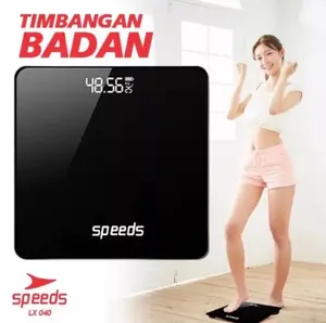 Speeds Timbangan Badan Digital Kaca LX 040 Akurasi Tinggi Desain Modern & Elegan FREE USB Baterai Cocok untuk Rumah & Kantor