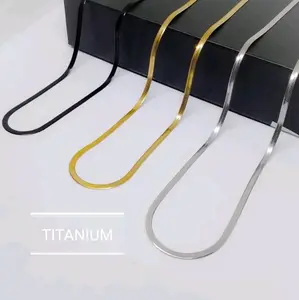 KALUNG TITANIUM ANTI KARAT PRIA DAN WANITA  MODEL GEPENG PIPIH