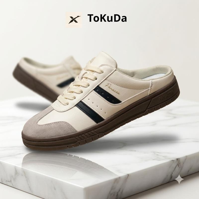 Giày Sục Nam Nữ Gat Slip On Panacea Rebel, Màu Ivory Cypress Green, Ivory Dark Brown, Basic Năng Động Đế Bằng - TokuDa