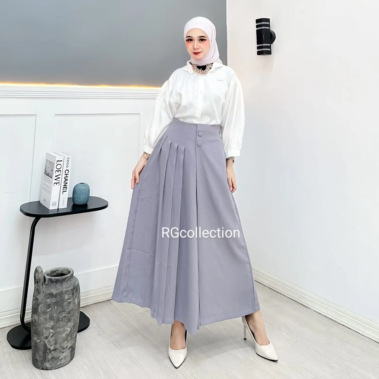 Cellie Kulot Panjang Pleats  Rok Celana Wanita Casual Fit Santai Celana Nyaman Kancing Muslim