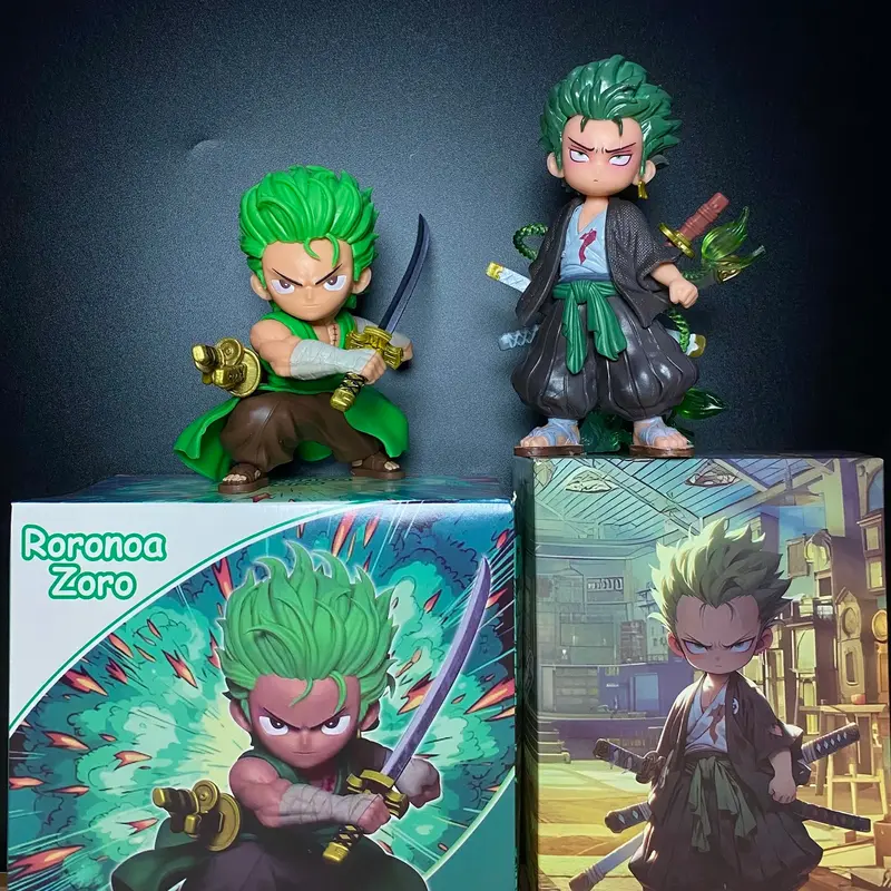 [ Foto Asli ] Action Figure One Piece Roronoa Zoro Mini Karakter Pedang Comel Cute Chibi 1
