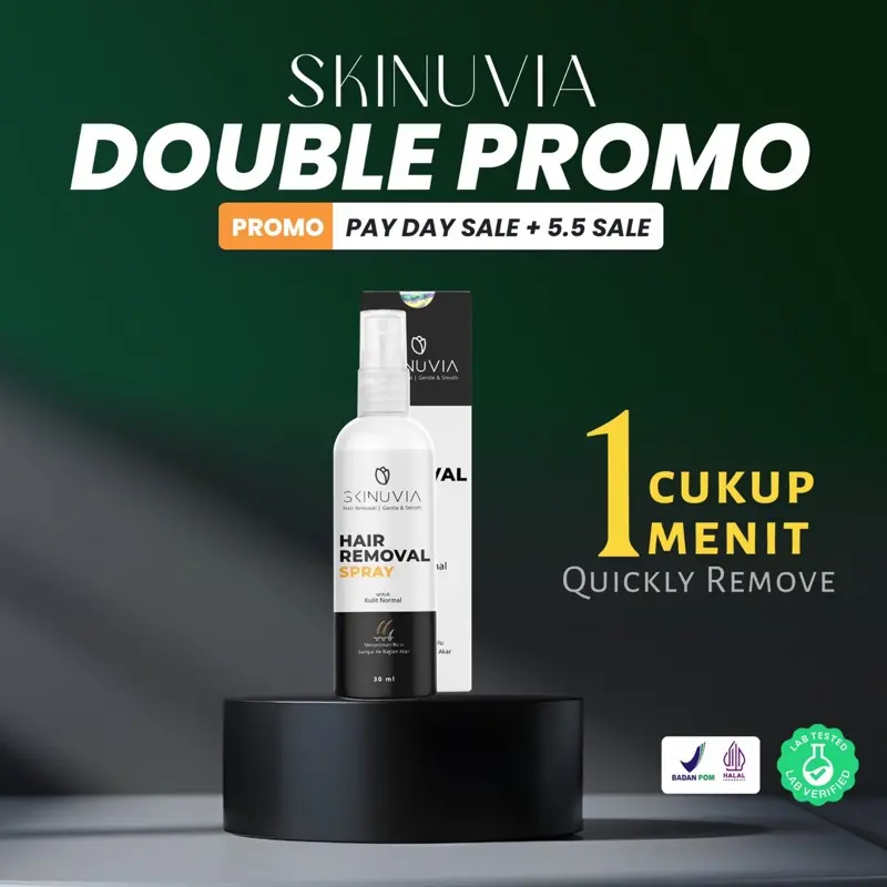 SKINUVIA Hair Removal Spray  BPOM NA 18210800017 - Perontok Bulu Tanpa Rasa Sakit & Iritasi. Effortless Kulit mulus like a Baby