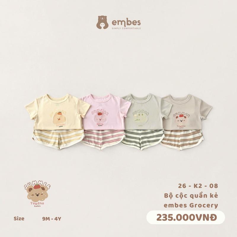 Bộ cộc quần kẻ Embes Grocery cho bé Embes Việt Nam từ 9 tháng - 4 tuổi - 26-K2-08