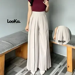 lavie pants celana kulot wanita highwaist kulot palazzo semiwoll nyaman