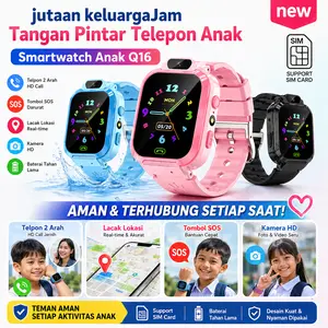 [Produk Asli Resmi]Smartwatch Q16  Mendukung panggilan telepon seluler, ponsel 2G  Gps, Foto,Kamera、Anti Air Jam tangan anak anak Waterproof Kids Smart Watch