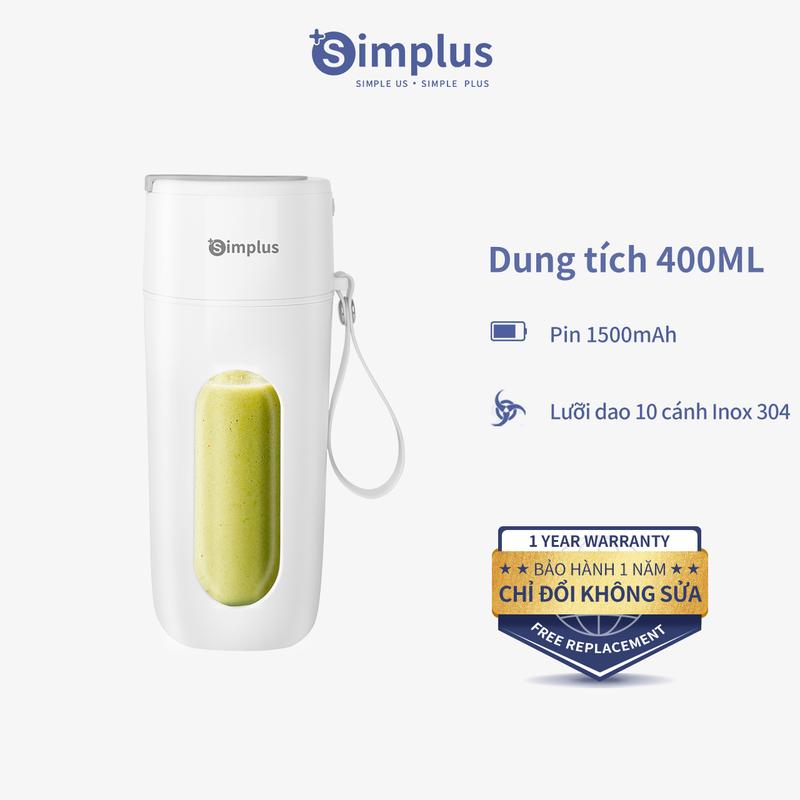 SimplusVN Máy Xay Trái Cây Mini Cầm Tay ZZJH006 Dung Tích Cốc 400ML Công Suất 80W Sạc Pin Bảo Hành 1 Năm Chỉ Đổi Không Sửa