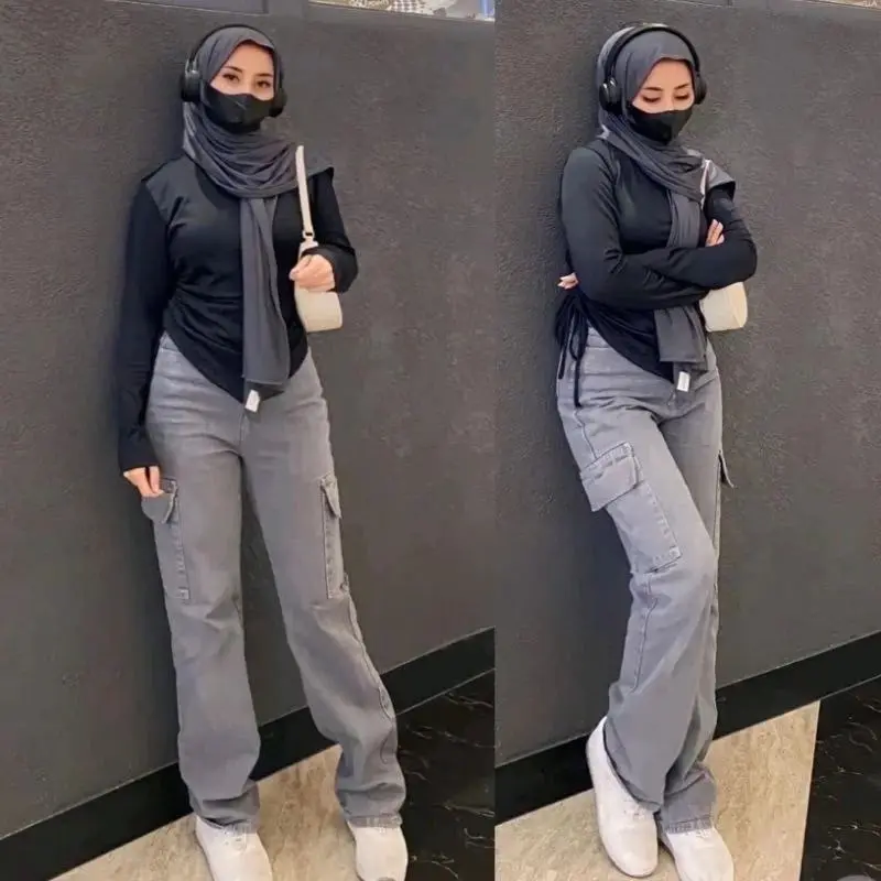 ￼CELANA HIGHWAIST CARGO JEANS WANITA 0
