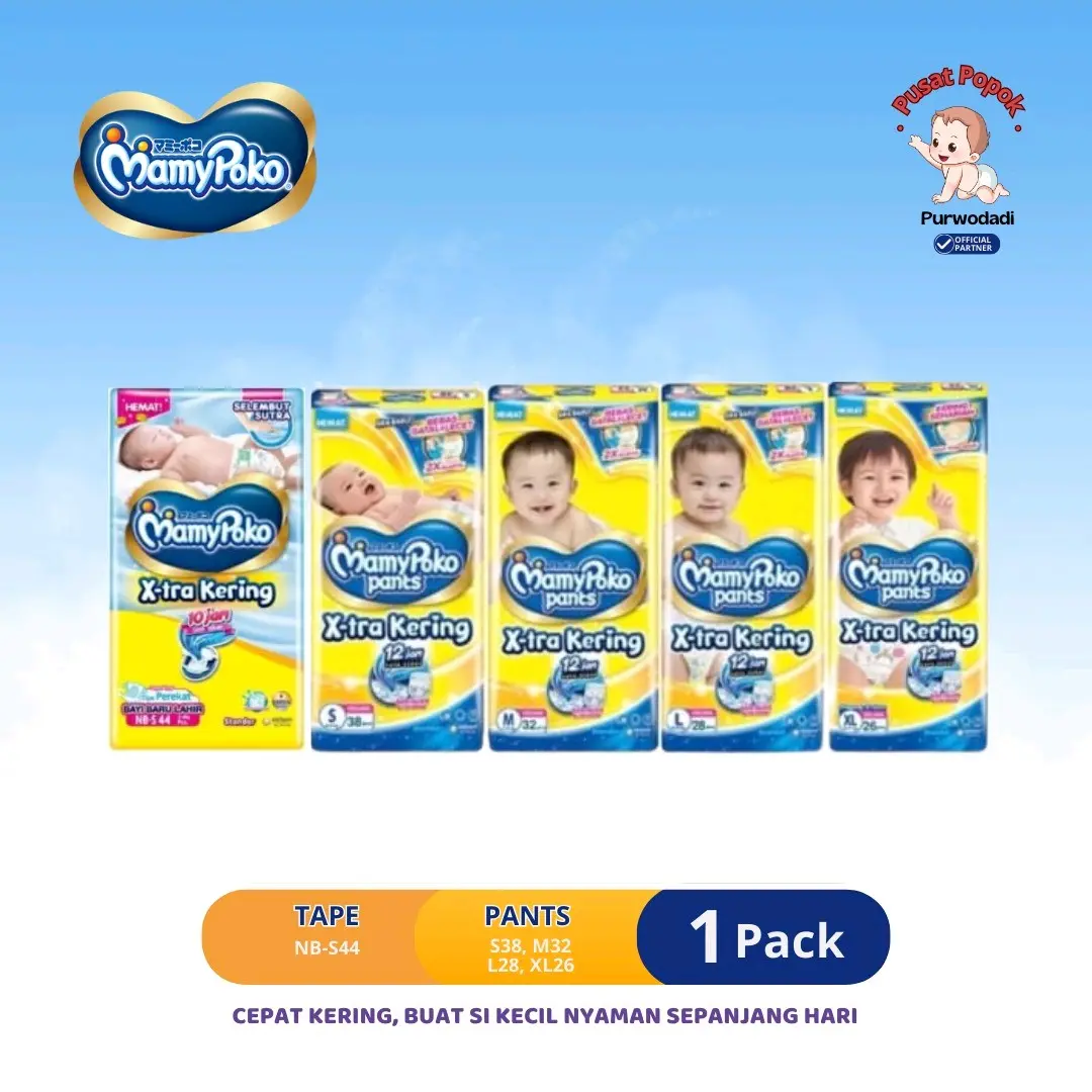 Mamypoko pants Nbs44, S38, M32, L28, XL26, XXL24 Diapers Popok