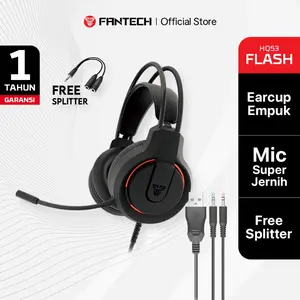 Fantech Headset Gaming FLASH HQ53  Kabel 3.5mm Headphone PC Laptop Mic Jernih Super Bass Original