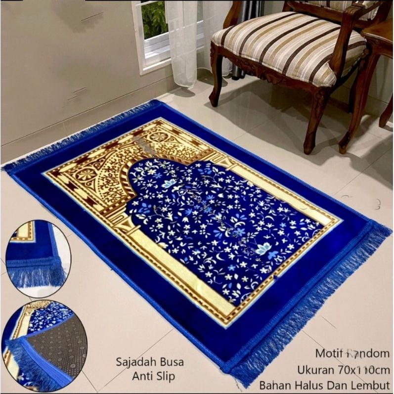 Sajadah Tebal Rumbai Warna Motif Bahan Busa Empuk Lembut Ukuran Jumbo Memilki Anti Slip Lantai