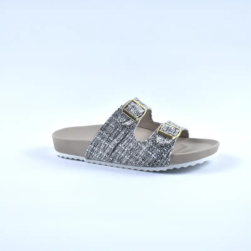 Christian Bale LILY Sandal Wanita Elegan Sendal Flat Kasual Cewek Gesper Canvas Terbaru Perempuan sandal  terbaru flat  sandal 8