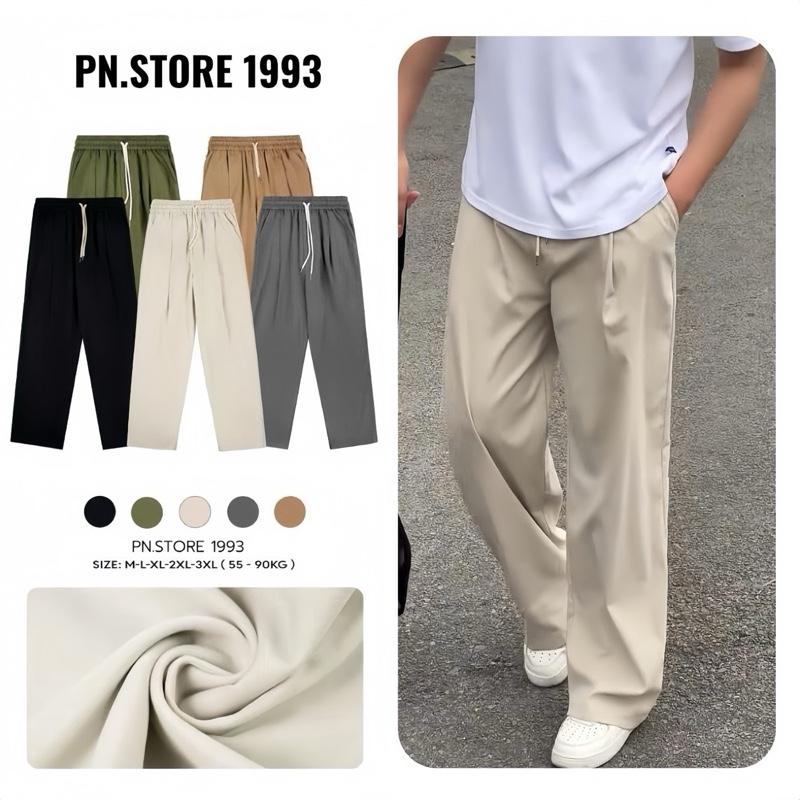( COMBO 2 Quần kaki ) Xếp Ly Ống Rộng, Quần Dài From Rộng Dáng Suông Chất Liệu Mềm Mại Thoáng Mát PN.STORE 1993