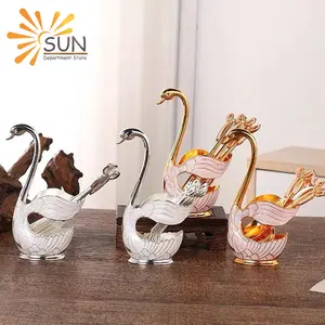 Holder Wadah Peralatan Makan Mewah Estetik Tempat Sendok Garpu Angsa Set Cutlery