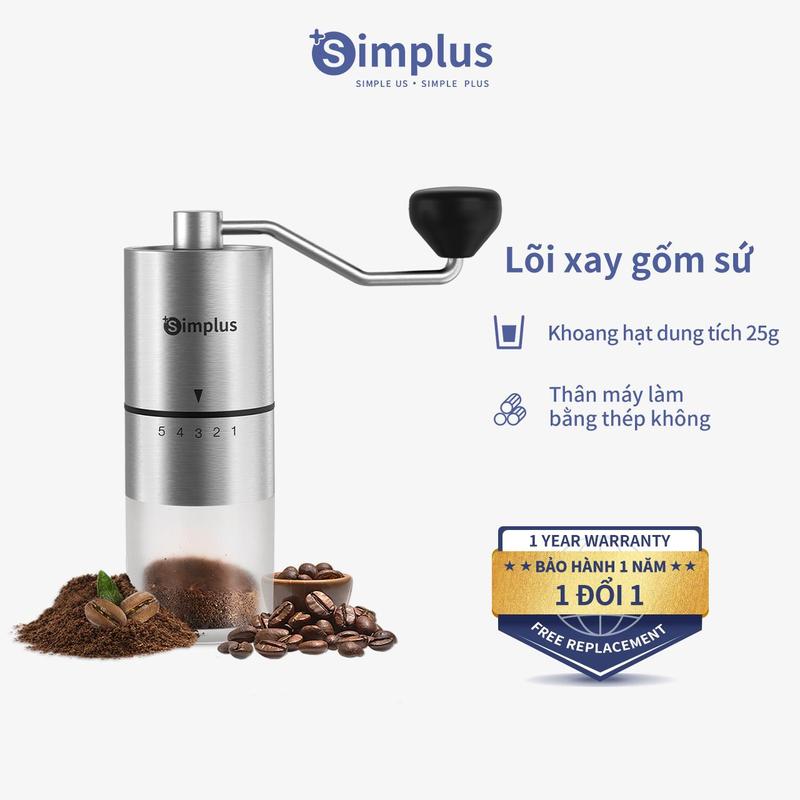 SimplusHome Máy Xay Hạt Cà Phê Simplus Xay Bằng Tay Dung Tích 25g Lõi Xay Gốm Sứ 5 Mức Chỉnh Độ Mịn MDJH002 Bảo Hành 1 Năm Chỉ Đổi Không Sửa