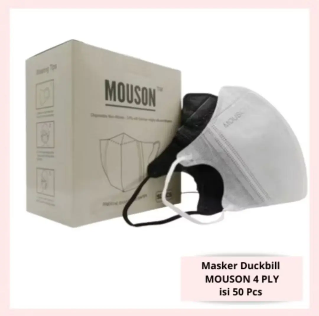 Masker Duckbill Mouson 4 Ply Warna Hitam Putih