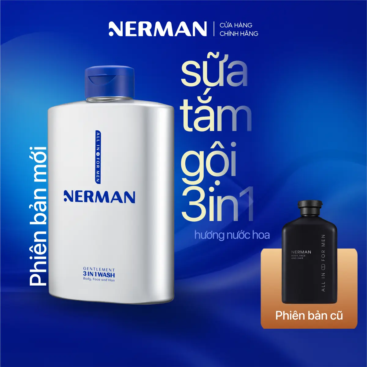 Sữa tắm gội cho nam Nerman hương nước hoa Gentleman 3 in 1 350ml