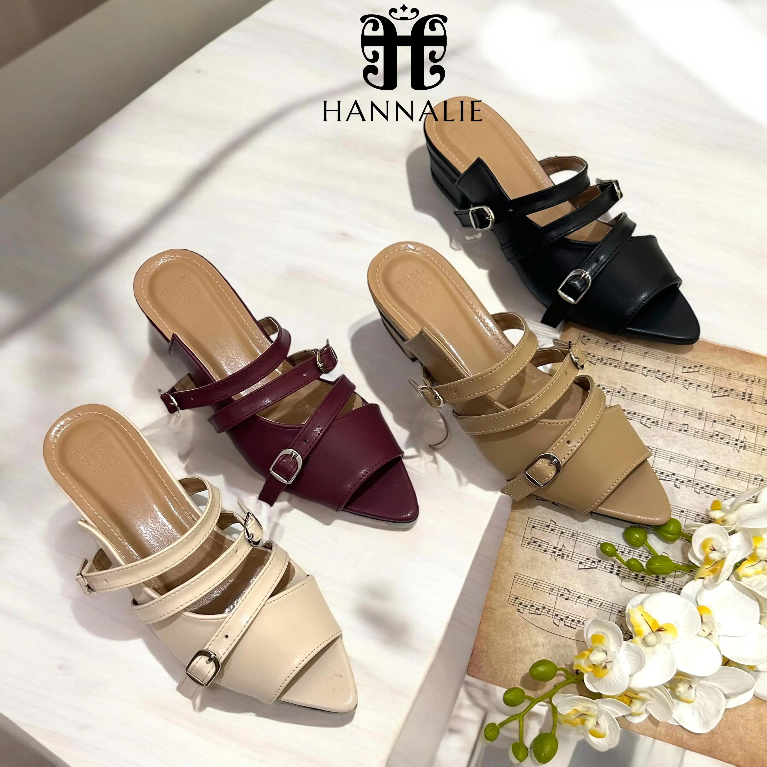 Clover - 3 cm Sandals Wanita Kekinian Gesver - Sandal Heels Wanita Model Terbaru Empuk Elegant