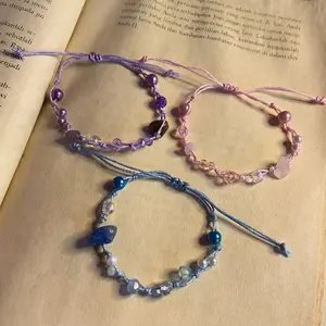 Gelang Tali Manik-Manik Mutiara Permata Batu Alam Handmade Aesthetic