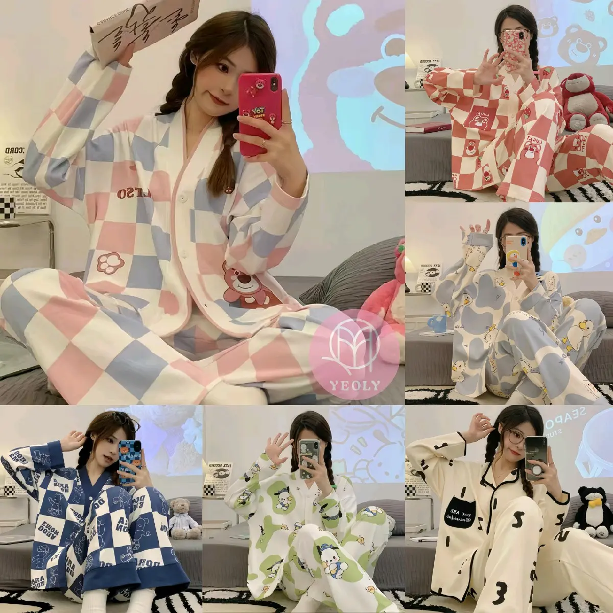 RESTOCK!!! Yeoly Baju Tidur Wanita Dewasa | Piyama Wanita Set | Baju Piyama Set Lengan Panjang