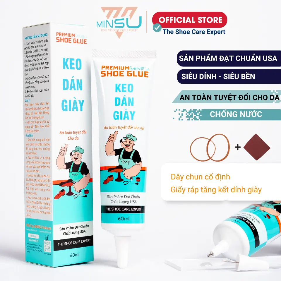 Keo Dán Giày Dép MINSU Trong Suốt Siêu Dính Đa Năng Chuyên Dụng Cho Giày Thể Thao, Sneaker An Toàn Cho Da Chuẩn chất lượng ISO 9100:2015 thêm x2 Polyurethane tăng kết dính. MINSU Premium Shoe Glue