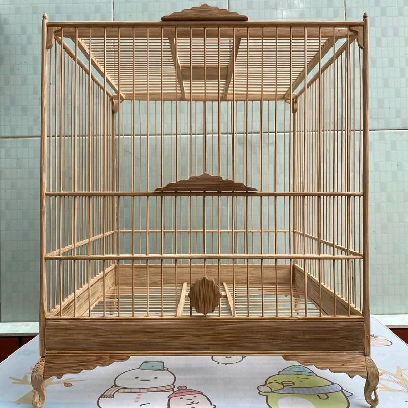 Khung lồng chim chào mào từ tre vuông đấu lá đề trơn