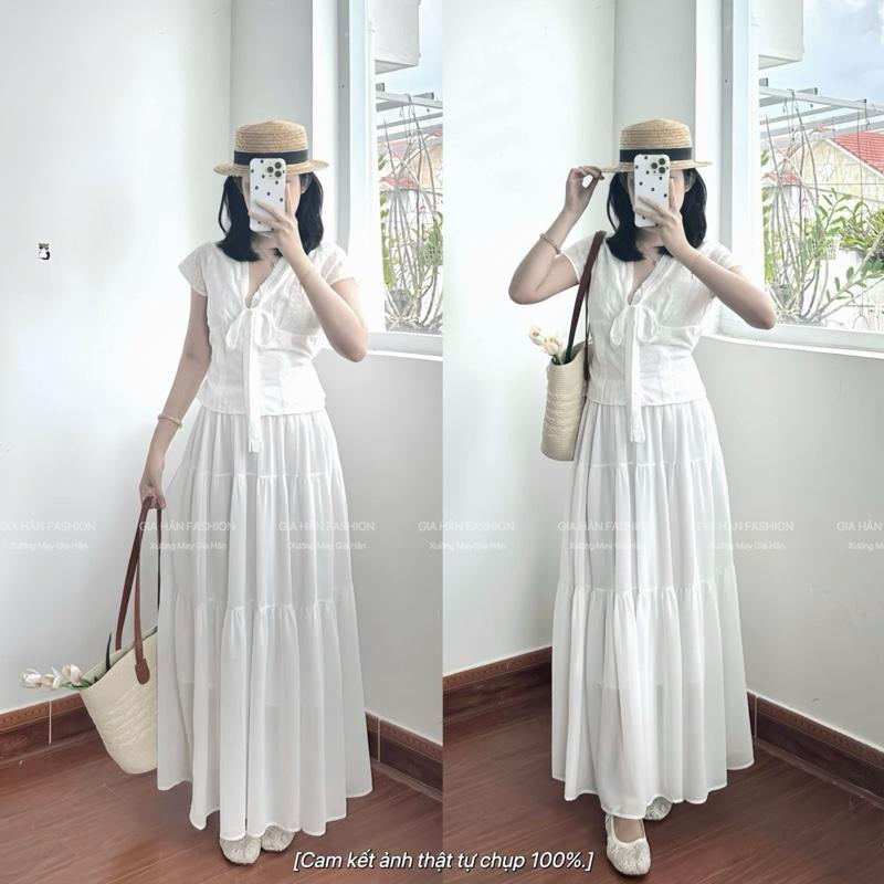  Chân Váy Midi Dài Xoè 3 Tầng Voan Chiffon Xếp Ly 90cm 2 Lớp Lót Lụa Đen Trắng Phong Cách Vintage Dễ Thương Cho Nữ 