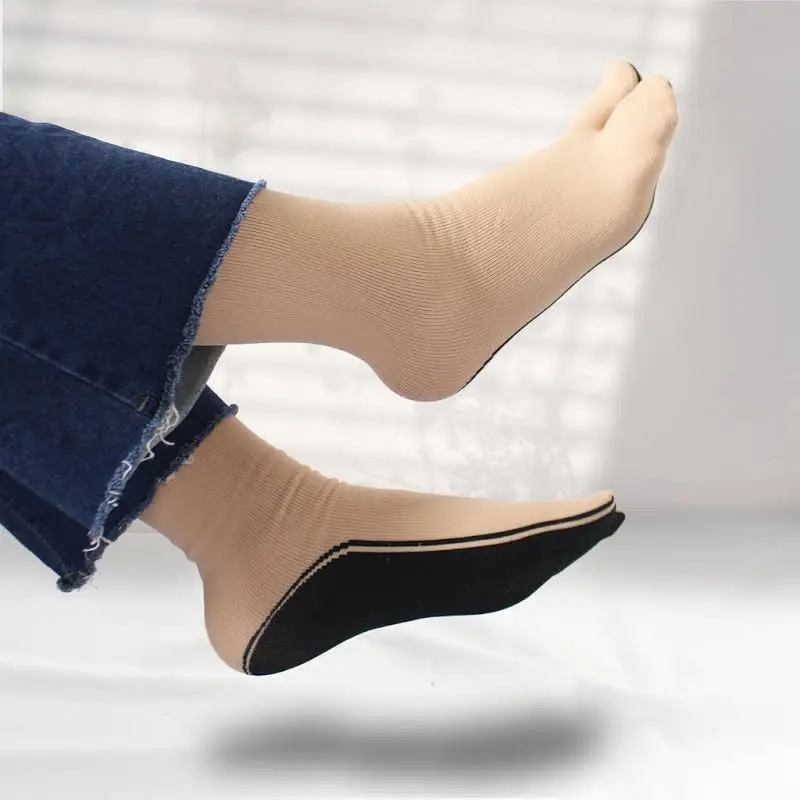 3 Pasang Kaos kaki jempol muslimah coklat telapak hitam Panjang Wanita