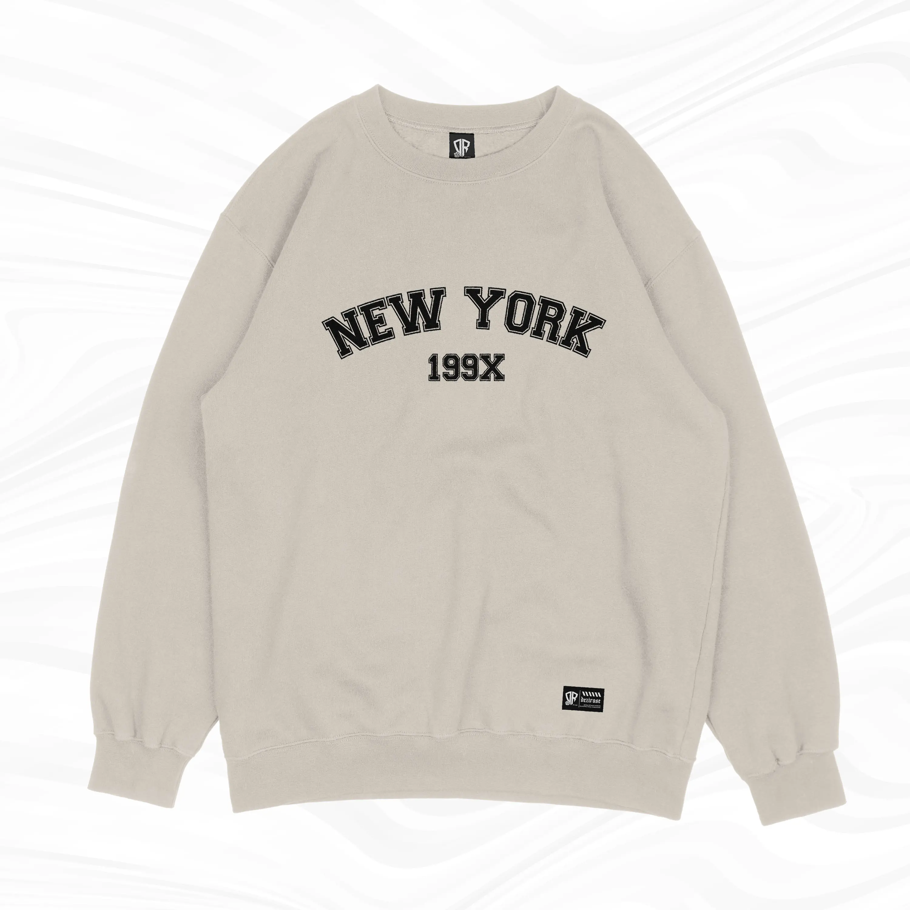 DEZIROSE Basic Sweater Crewneck Sweatshirt New York 199X Pria & Wanita Premium Fleece Tebal & Nyaman Lokal Distro