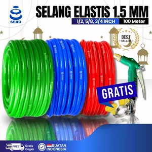 SELANG AIR ELASTIS 100 METER 1/2, 5/8, 3/4 INCH TEBAL 1,2 MM FREE SEMPROTAN & KLEM / SELANG AIR TEBAL ELASTIS DOP COD