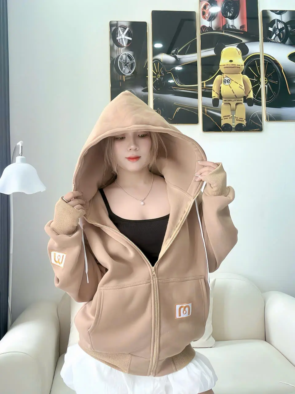 Áo Khoác Nỉ Form Rộng - Áo Khoác Nón To Thêu Hoodie Zíp 4 Túi Unisex SUSUSHOP mã FR 41-FR 46. Nữ Women | BigBuy360 - bigbuy360.vn