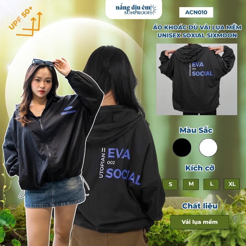  Áo khoác chống nắng UPF 50+ vải lụa mềm áo gió dù nam nữ unisex đi nắng Social SIXMOON Sport có thể giặt máy thường áo SixMoon 