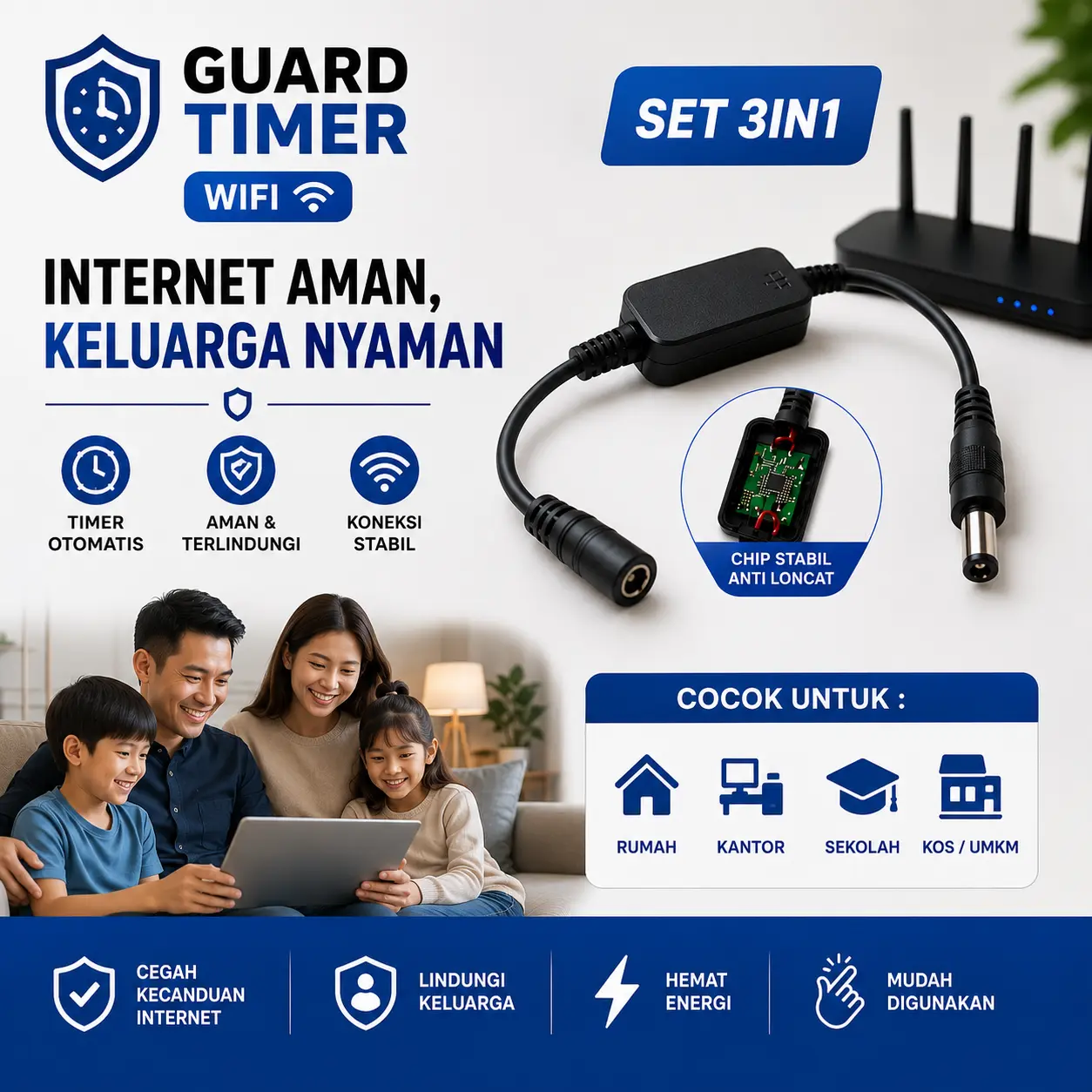 Router Kabel Restart Otomatis Wifi 24 Jam Reboot Pengatur Waktu Penguat Sinyal Jarak Jauh