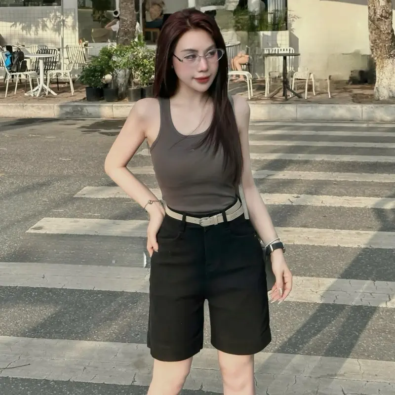 (S-2Xl)HHCHOU-Quần Ngố Thêu Cún Full màu chất jeans mềm | BigBuy360 - bigbuy360.vn