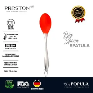 Preston Big Spoon Spatula Merah - Sutil Masak Silikon Food Grade Silicone Stainless Kitchenware Steel