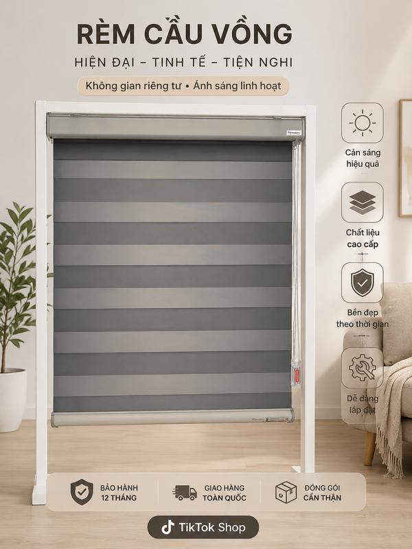Rèm Cầu Vồng Cao Cấp CRYSTAL | Windows Luxury Blinds – Thiết Kế 2 Lớp - Lắp Đặt…
