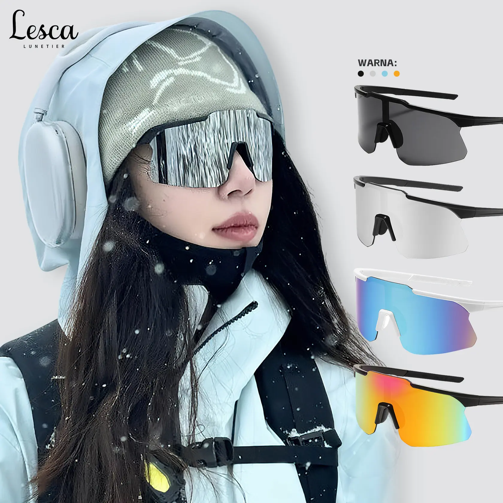 Lesca Kacamata Olahraga Sepeda Anti Uv Kacamata Hitam Sporty Futuristic Modern
