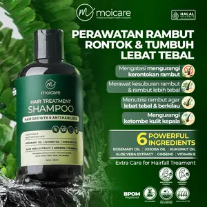MOICARE Hair Treatment Shampoo Hair Growth & Anti Hair Loss Perawatan Rambut Rontok Penumbuh Rambut Sehat Lebat Mengatasi Rambut Kering & Rontok dengan Ginseng Extract Rosemary Oil Aloevera Vit E