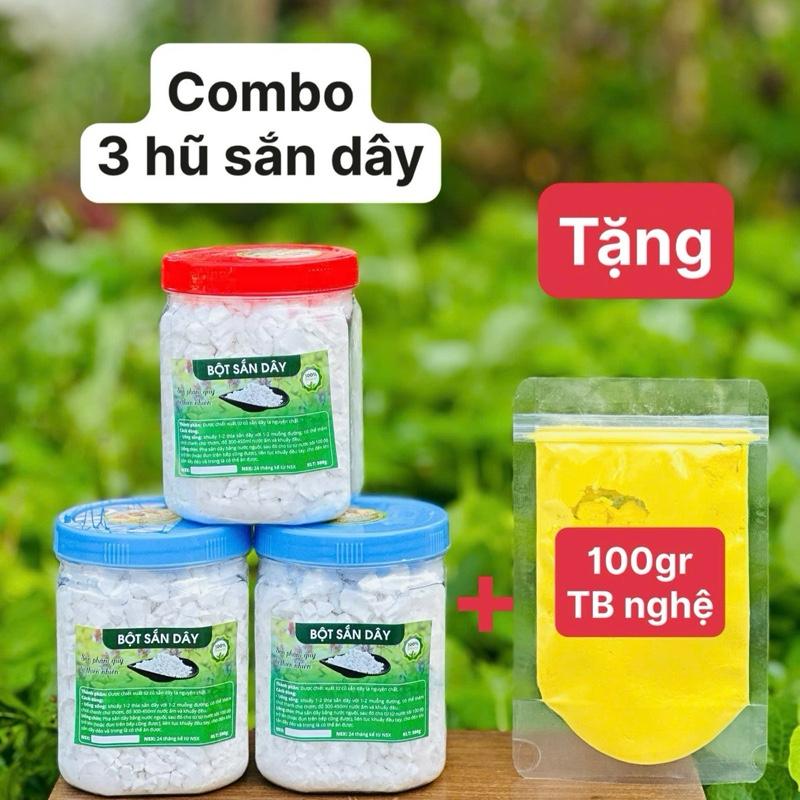 Bột sắn dây combo 3 hũ (1,5kg) tặng 100gr Tinh bột nghệ Ba mẹ con Nhà Ngọc Đồ uống Chua