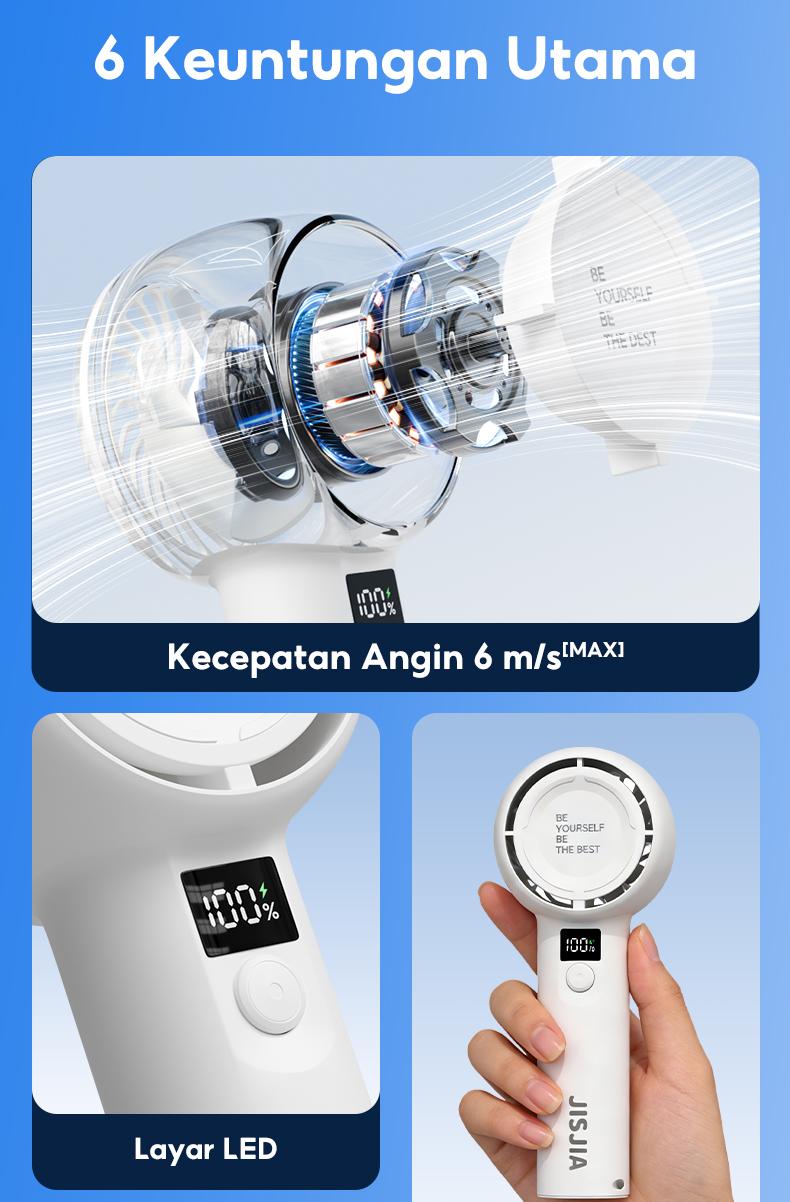 JISJIA Kipas Angin Mini A2 5-Speed 1200mAh LED Display Baterai Lithium USB Type-C Portabel Ringan untuk Tangan dan Desktop JISJIA Kipas Angin Mini A2 5-Speed 1200mAh LED Display Baterai Lithium USB Type-C Portabel Ringan untuk Tangan dan Desktop