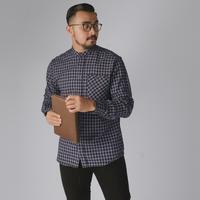 Gambar DGM Kemeja Pria Flanel Kerah Sanghai Koko Lengan Panjang Premium Kemeja Koko Navy-Cream Abiyan Series 2633 - L dari DGM FASHION Kota Tangerang Selatan 3 Tokopedia