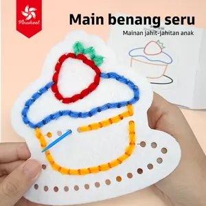 Pinwheel Fun with Yarn Threading Mainan DIY Edukasi Anak Mengait Benang Montessori Latihan Motorik Halus Usia 3 Tahun Ke Atas