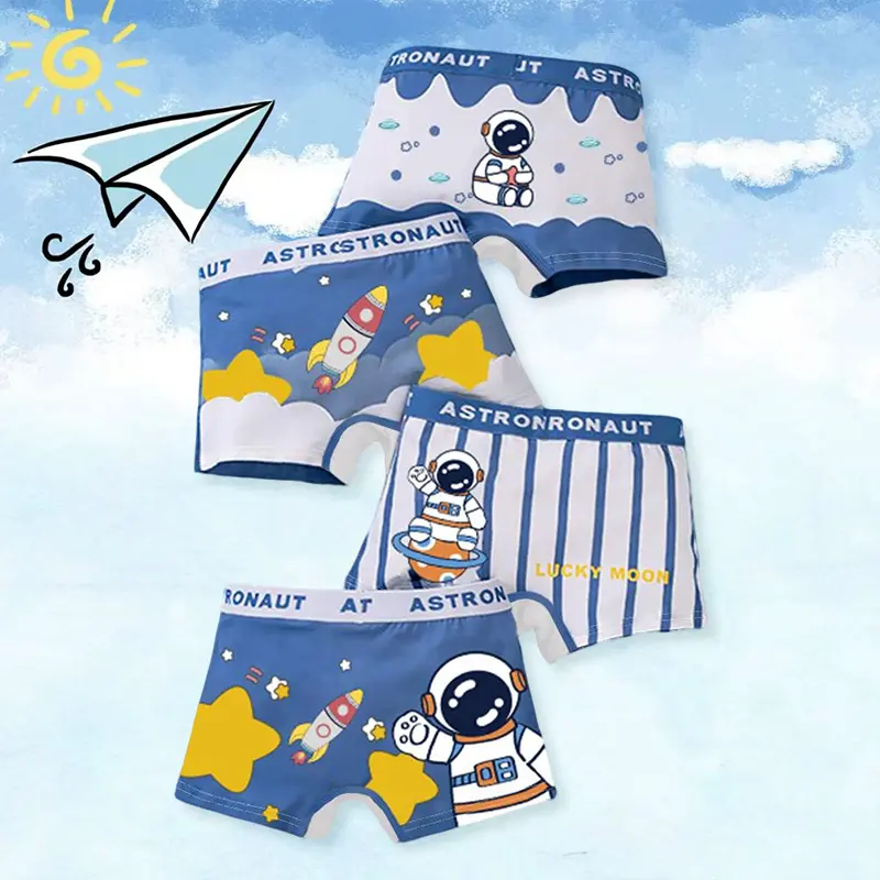 Children's charming cartoon-patterned underwear. Cute and comfortable. Soft and pleasant to the touch. Affordable price. Suitable for school and daily use.