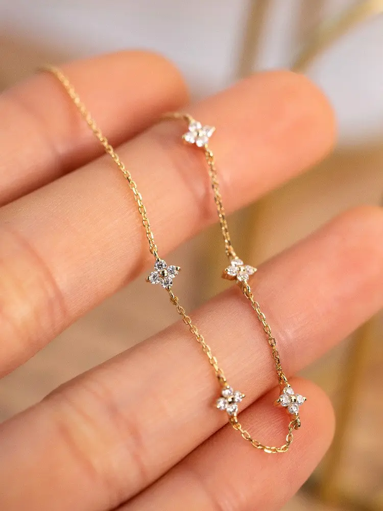 S925 Sterling Silver Bracelet Four Leaf Grass 2024 New Light Luxury Fashion Popular Women's Bracelet Birthday Engagement Casual Daily